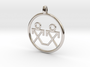 Brothers Symbols Native American Jewelry Pendant in Rhodium Plated Brass
