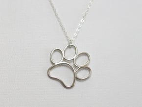 Paw Print Pendant - Large in Polished Silver