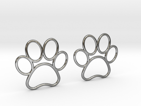Paw Print Earrings - Large in Polished Silver
