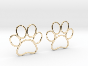 Paw Print Earrings - Large in 14K Yellow Gold
