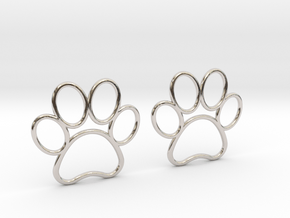 Paw Print Earrings - Large in Rhodium Plated Brass