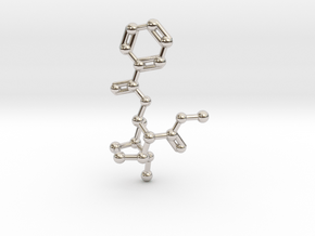 Cocaine Molecule Necklace Keychain in Rhodium Plated Brass
