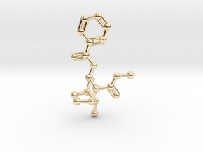 Cocaine Molecule Necklace Keychain in 14K Yellow Gold