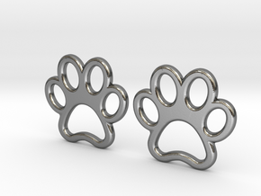 Paw Print Earrings - Small in Polished Silver