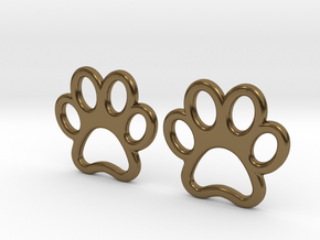 Paw Print Earrings - Small in Polished Bronze