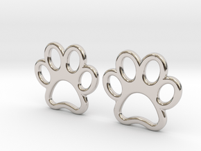 Paw Print Earrings - Small in Rhodium Plated Brass