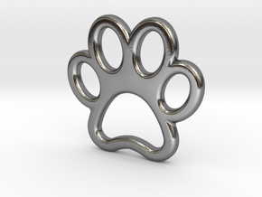 Paw Print Pendant - Small in Polished Silver