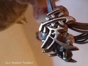 Kanji Love pendant in Polished Bronzed Silver Steel