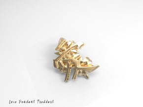 Kanji Love pendant in Polished Brass