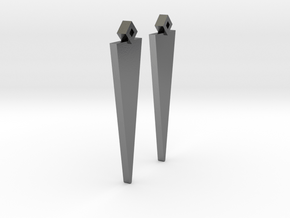Earrings Pair Triangle Model in Polished Silver