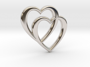 Double Heart Necklace in Platinum