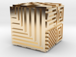 Opical Art Cube in 14k Gold Plated Brass