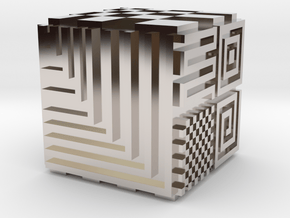 Opical Art Cube in Rhodium Plated Brass