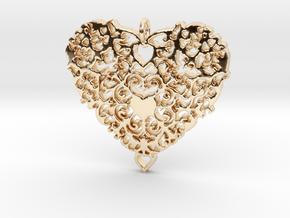 Floral Heart Pendant - Amour in 14k Gold Plated Brass