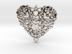 Floral Heart Pendant - Amour in Rhodium Plated Brass