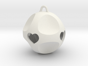 Ornament for Lovers with Hearts inside in White Natural Versatile Plastic: Medium