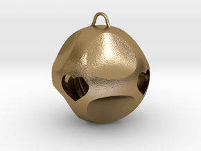 Ornament for Lovers with Hearts inside (large) in Polished Gold Steel