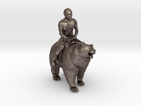 Putin On Bear  in Polished Bronzed Silver Steel