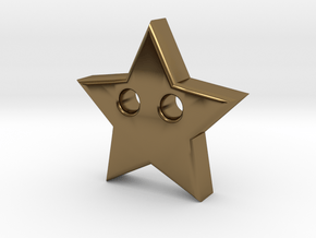 Star Pendant (2 Holes) in Polished Bronze