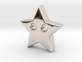 Star Pendant (2 Holes) in Rhodium Plated Brass