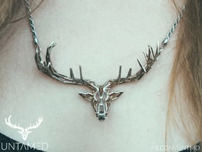 Untamed: The Deer Pendant in Polished Bronzed Silver Steel: Small