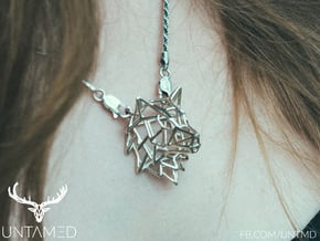 Untamed: The Wolf Pendant in Polished Bronzed Silver Steel: Small