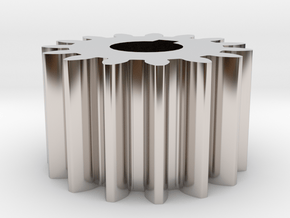 Cylindrical gear Mn=1 Z=15 AP20° Beta0° b=10 HoleØ in Rhodium Plated Brass