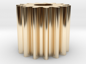 Cylindrical gear Mn=1 Z=15 AP20° Beta0° b=15 HoleØ in 14k Gold Plated Brass