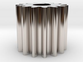 Cylindrical gear Mn=1 Z=15 AP20° Beta0° b=15 HoleØ in Rhodium Plated Brass