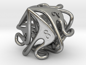 Curlicue 10-Sided Dice (alternate) in Natural Silver