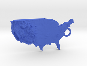 Usa Relief Map keychain in Blue Processed Versatile Plastic