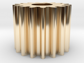 Cylindrical gear Mn=1 Z=17 AP20° Beta0° b=15 HoleØ in 14k Gold Plated Brass