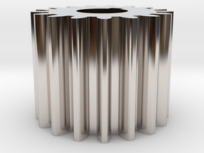 Cylindrical gear Mn=1 Z=17 AP20° Beta0° b=15 HoleØ in Rhodium Plated Brass