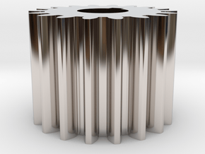 Cylindrical gear Mn=1 Z=18 AP20° Beta0° b=15 HoleØ in Rhodium Plated Brass