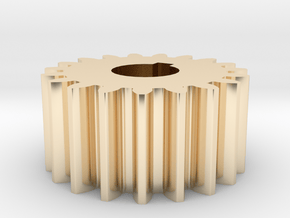 Cylindrical gear Mn=1 Z=19 AP20° Beta0° b=10 HoleØ in 14k Gold Plated Brass