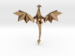 Origami dragon pendant in Polished Brass