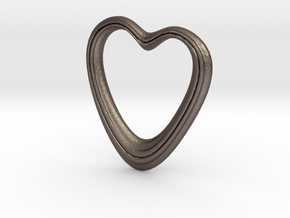 Oblong Heart Pendant in Polished Bronzed Silver Steel