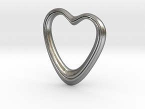 Oblong Heart Pendant in Natural Silver