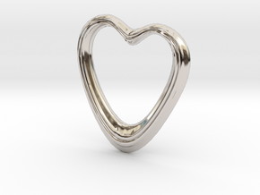 Oblong Heart Pendant in Rhodium Plated Brass