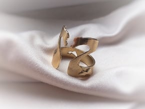 Swans Lovers Ring in Natural Brass: Extra Small