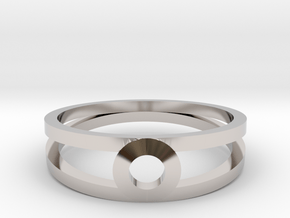 "K Line"  K3 Ring, US size 8, d=18,2mm(all sizes o in Rhodium Plated Brass: 8 / 56.75