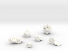 Merged Dice in White Processed Versatile Plastic: Polyhedral Set