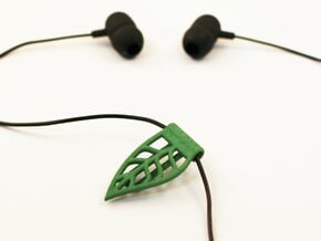 Leaf cable clip for headphones in Green Processed Versatile Plastic