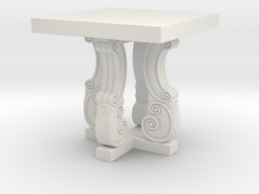 Decorative French Side Table in White Natural Versatile Plastic: 1:24
