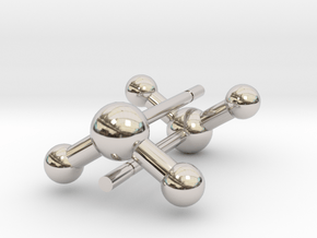 Water Molecule Stud Earrings in Rhodium Plated Brass