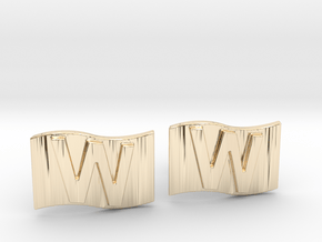 Chicago Cubs W Flag Cufflinks in 14K Yellow Gold