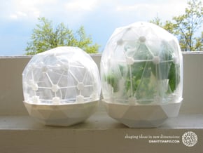 Flexible Mini Greenhouse-Dome Set with Pot (short) in White Natural Versatile Plastic