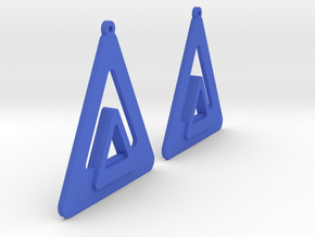 Triangle Earring Pair Model O Solid in Blue Processed Versatile Plastic