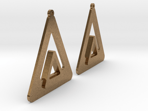 Triangle Earring Pair Model O Solid in Natural Brass