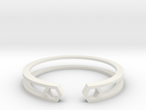 HH Bracelet Sharp, Medium Size, 65mm. Minimalistic in White Natural Versatile Plastic: Medium